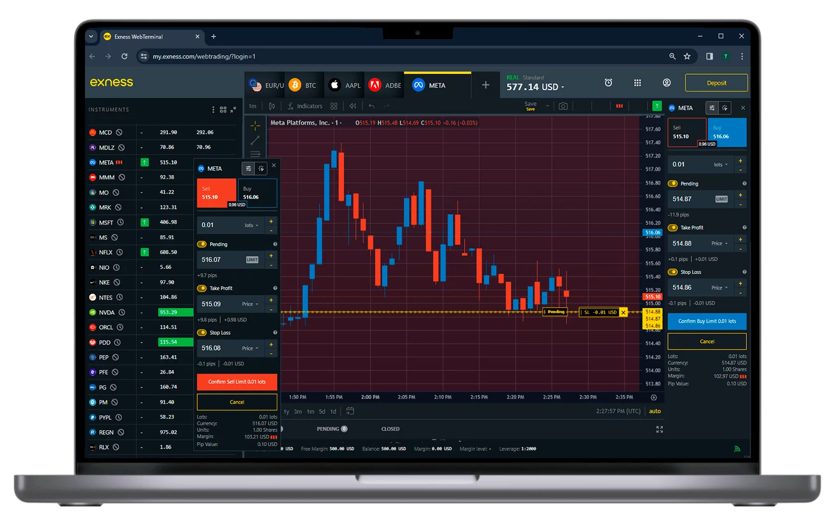 Exness 真實帳戶註冊於交易平台後