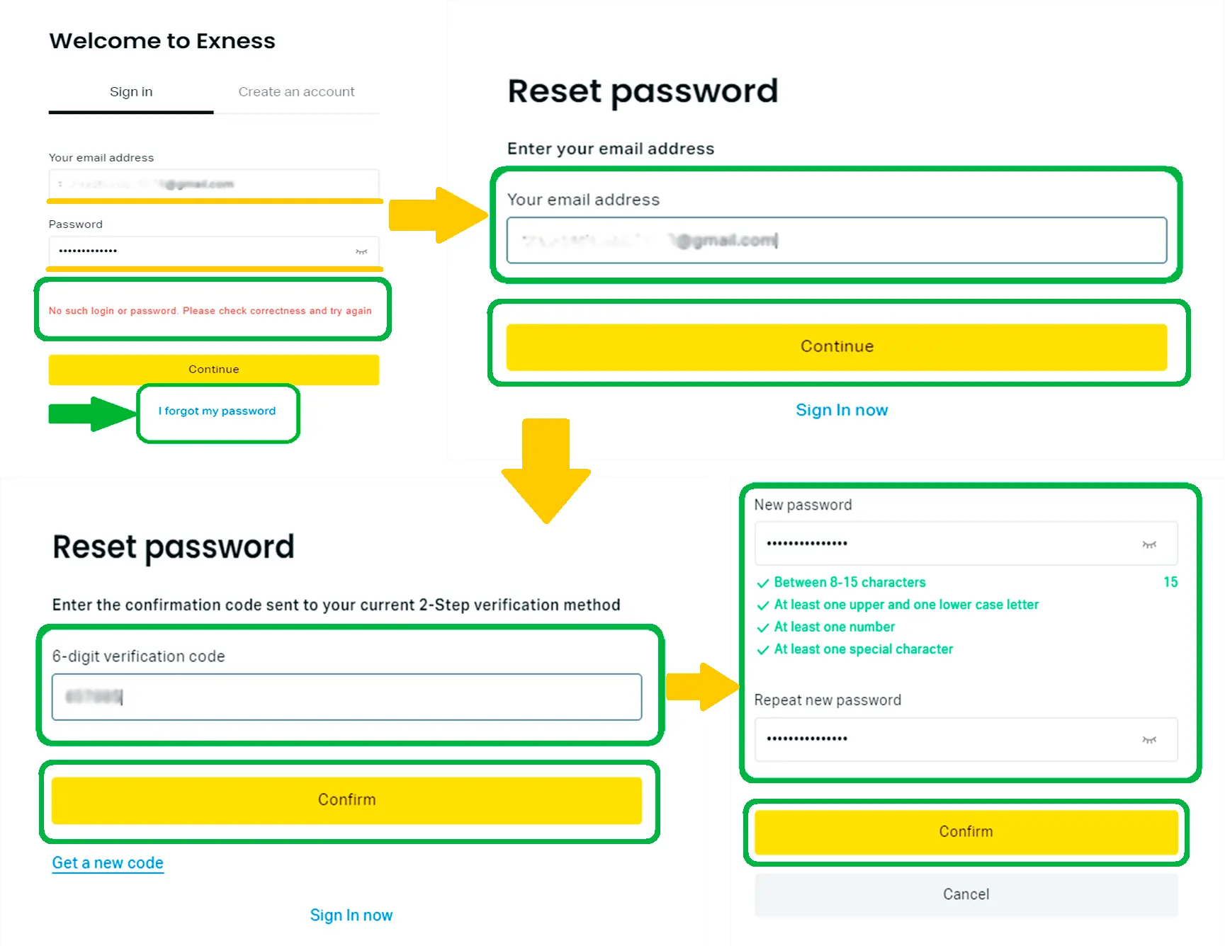 恢復帳戶登入權限以登入 Exness