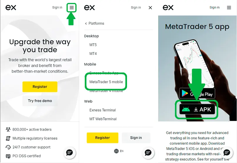 另一種方法下載 MetaTrader5 exness apk 檔案