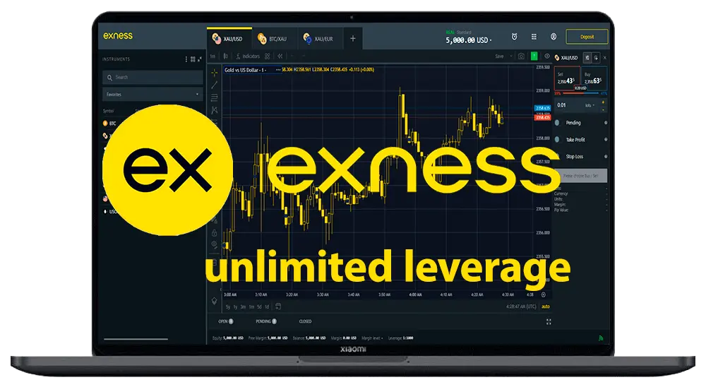 Exness 不限額杆杆在電腦上