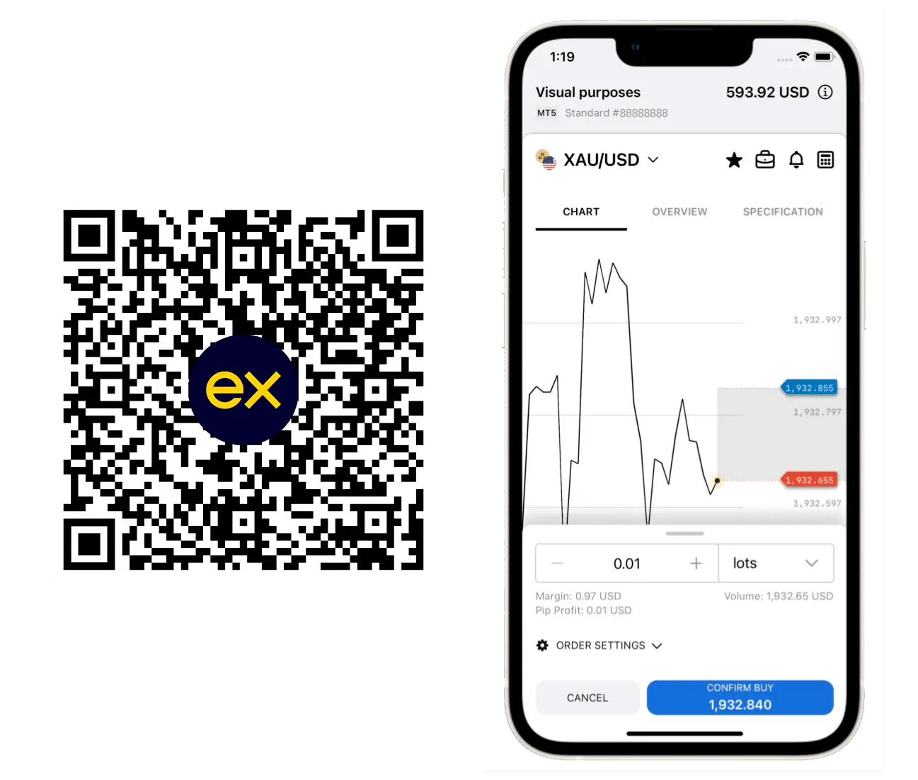 下載 Exness APK 應用程式的 QR 碼