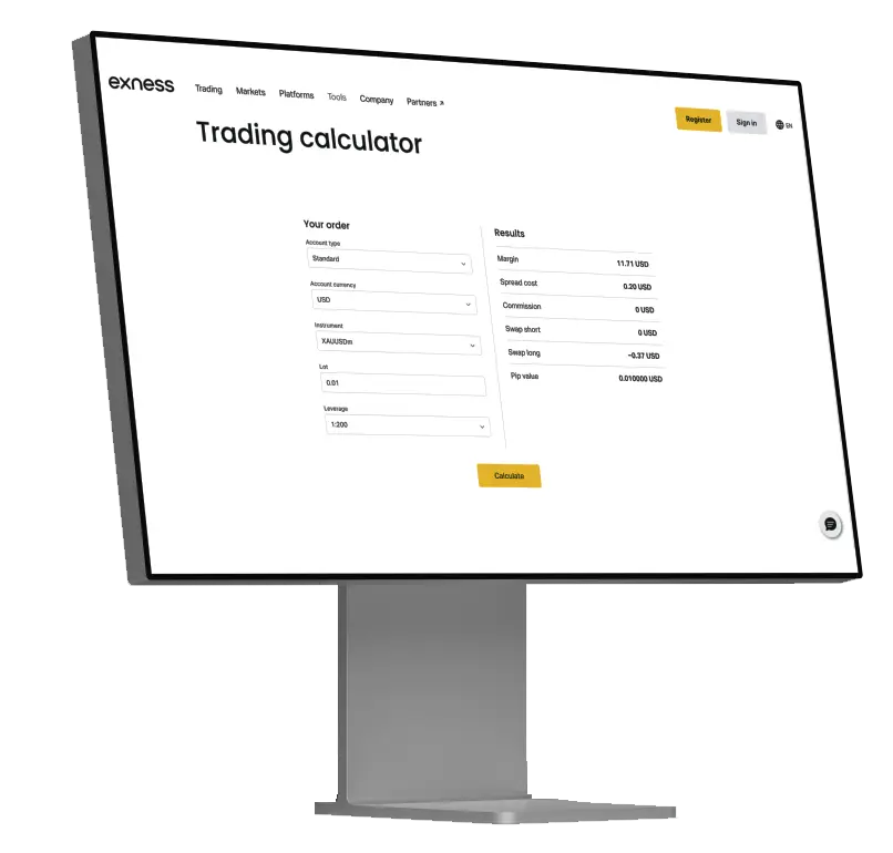exness 交易計算器-PC