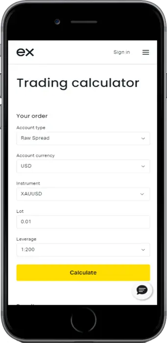 移動端-Exness 計算器